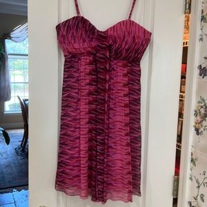 Pretty strapped evening dress, fully lined, side zippered, bra boned